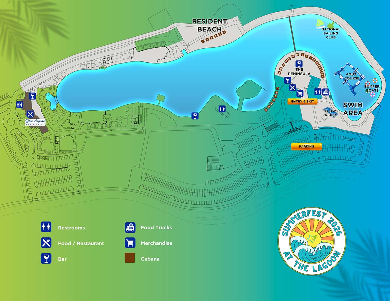 2026 Lagoonfest Texas facility map showing open areas